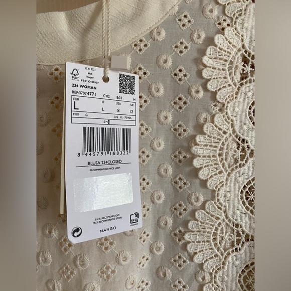 Mango Embroidered Panel Blouse - New With Tags - Picture 5 of 16